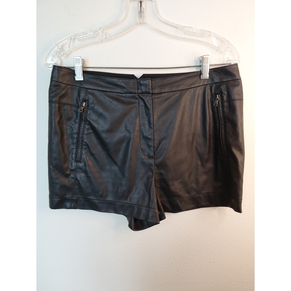 NWOT BCBGMAXAZRIA Black Andre Shorts ‎ Leather Shorts Sz 8 Boho Y2k Hot Pants